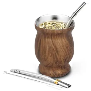 Teaware Sets 4/8oz Stainlea4/8oz Sss Steel Double-Wall Mate Cup Set Includes Yerba Straw And Brush Or Just Singe Big Stomach Mug