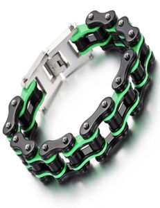 16mm Heavy Bicycle Polishing Biker Chain Bracelet Black Green Orange Gold Blue 316L Stainless Steel Men039s Women Motor Motorcy1260513