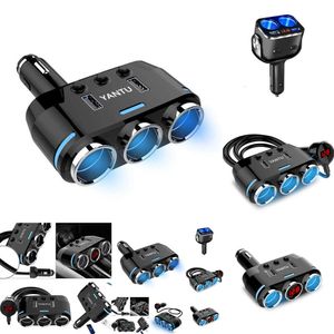 2024 12V-24V CAR Cigarettändare Socket Diverter Plug LED CAR USB Charger Adapter 3.1A 100W spänningsdetektering Mobiltelefon MP3