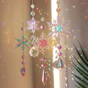 Dekorativa figurer som hänger kristall vindklockor Suncatcher Pendant Snow Sun Catchers Prism Window Drop Bell For Christmas Tree Home Garden