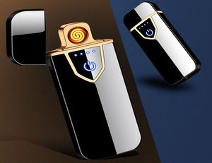 USB -laddningsändare Pekskärm Sense Windproof Cigarettändare Double Side Fire Electronic Lighter Portable Metal Lighters B8167136