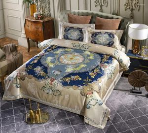 Sängkläder set clearance Royal Luxury Silk Set Line Supert Discount Däcke filt Kudde Comporter Cover Sheet Bed Sprid 4st