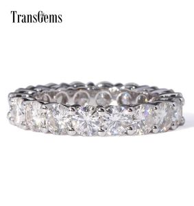 Transgems Classic 14K 585 White Gold 4mm F Colore Moissanite Eternity Wedding Chand for Women Gift Eternity Band IMPLEGNABILE Y190612034419935