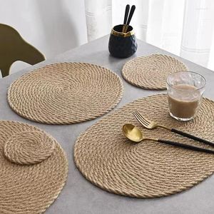 Teppiche rund oval geflochtene Tischmatten Pad für Esszeiten im Freien Bauernhaus Dekor Küchenzubehör