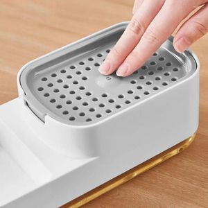 Liquid Soap Dispenser For Dishes Capacity 3-in-1 Dish With Sponge Holder Kitchen Countertop Box Home