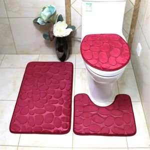 Badmattor 1 Set duschmatta Hjälpsam polyester U-formad stötsäkert toalettlock för hemmamattan