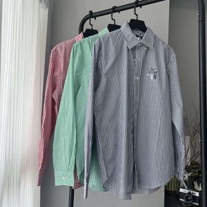 Ralp Laurens Polo Designer -Shirt Rl Top -Qualität Männer Frauen lässige Hemden Original Frühlings-/Sommer Little Horse Sticked gestreiftes Hemd Langarmes Außenhemd Frauen Frauen