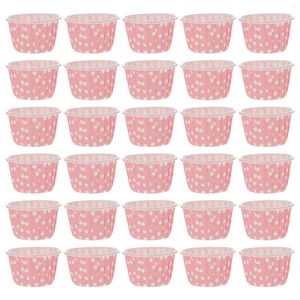 Disposable Cups Straws 50pcs Dessert Paper Ice Cream Glass Blue Jelly Soup With Lids (Pink)