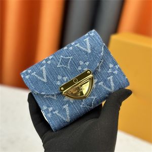 Denim Fermuper Kısa Cüzdan Glod Hasp Klasik Çiçek Lüks Tasarımcıları Bag Ladies Coin Cüzdanlar Kart Tutucu Key Para Çanta Moda Orijinal Kutu