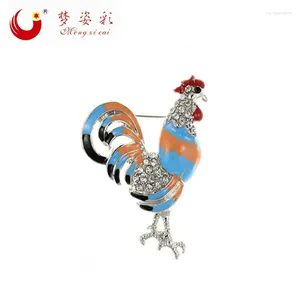 Brosches Year of Rooster Crystal Emamel Cock Chicken Brosch Pin Metal Broches Mujer Homme Brosh Lapel Brosch Jewellery