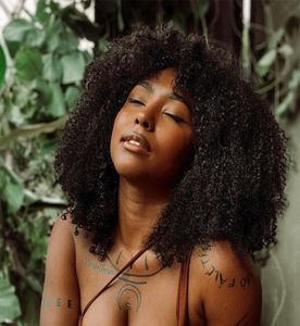 Perucas de peruca excêntricas perucas de máquinas com franja 200 densidade remy brasileiro de cabelo humano afro encaracolado para mulheres negras2903571