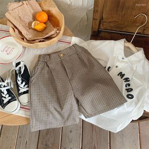 Trousers Children Clothing Summer Plaid Handsome Soft And Comfortable Pants 2024 Boys Girls Fashion Korean Style Loose Suit Shorts
