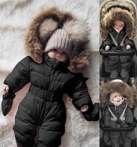 Tulumlar bebek romper ceket kış bebek kız çocuk snowsuit kapüşonlu artı kadife kalın sıcak dış giyim arabası ceket tulum doğdu c3166397
