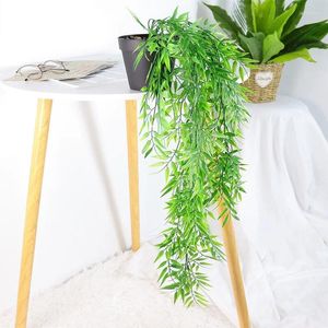 Decorative Flowers 80cm Bamboo Leaves Vines Artificial Plants Green Plastic Plant Rattan Wall Hanging Decoration Wedding Party Garden