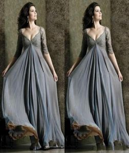 Elegant Empire Lace Upper Body Maternity Evening Dresses Plus Size V Neck A Line Full Length Half Sleeve Prom Dress For Pregnant W7473389