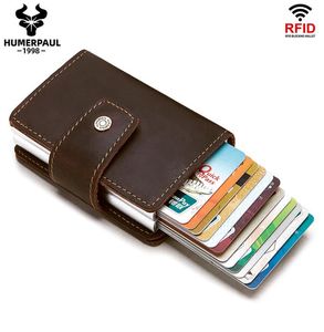 2020 RFIDメンレザークレジットカード所有者ビジネスIDカードケース男性コイン財布ファッション自動ブロッキングアルミニウムカードWalet7244423