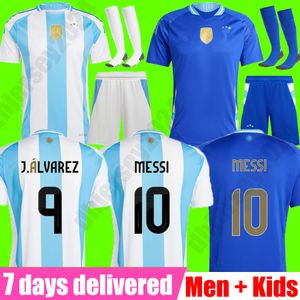 3xl 4xl 2024 Argentina Messis Soccer Jerseys 24 25 Copa America Cup de Paul J.Alvarez Di Maria Shirt Correa Dybala L.Martinez Romero Mac Allister Football Kids