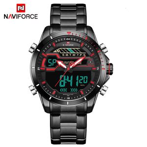 Naviforce armbandsur Top Luxury Brand Naviforce Men Sport Watches Mens Quartz Digital LED Clock Men Full Steel Army Military Waterproof Wrist Watch High Quality