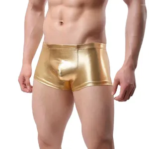 Underpants pu pugile in pelle finta plus size maschile u biancheria da fuoco gay maschio nylon shorts nylon nylon