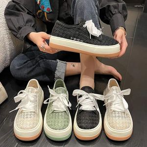 Casual Shoes White Solid Women 2024 Summer Thin Mesh Breattable All-Match Platform LACE-UP (Air Mesh)