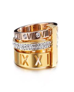 Anello di strass per donne in acciaio inossidabile Oro rosa Romano anelli di dito di dito fem aviali Anelli di fidanzamento per matrimoni Jewelry7948198