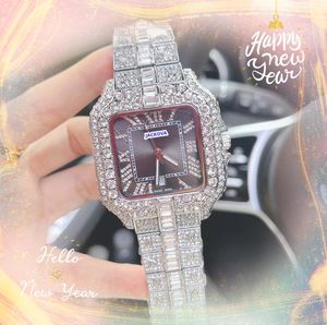 Trend popolare Orologi in acciaio inossidabile HigomEnd Hightend Men Cronografo Quarzo Clock Day Date Calendario Shiny Shiny Starry Full Diamonds Anello Bezel Odiatch Dendi da polso