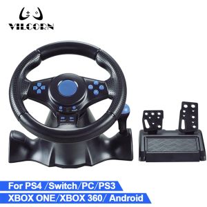 ゲームパッドゲームステアリングホイールPCスチームゲームレーシングホイールコントローラーPS4/スイッチ/Xbox One/Xbox 360 Vibration Pedal Accelerate 180°