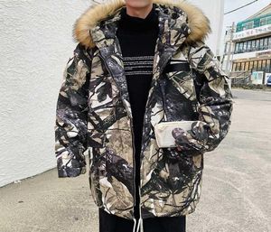 Männer Camo Winterjacke Korean Style Long Coat 2020 Herren Schwarz Wolle Kapuze -Jacken Parka Streetwear Windbreaker11100299