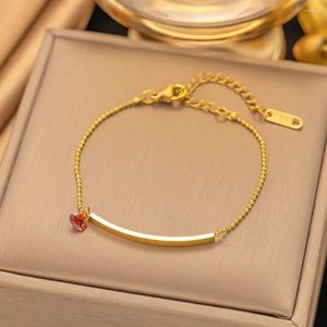 Braccialetti di fascino Bracciale per il cuore dell'amore rosso in acciaio inossidabile per donne colori oro piccoli perline da polso catene di gioielli arrugginiti regali 2024