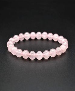 6 8 10 mm Pink Rose powder Crystal quartz natural stone Bracelet Elastic pulse jewelry6320574