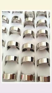 Whole Bulk lots 100PCS Unisex Silver 6mm Plain Quality Shiny 316L Stainless Steel Wedding Engagement Rings Lovers Couples Fing5145474