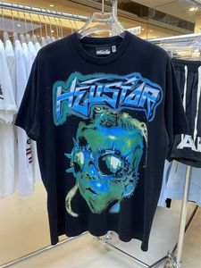 2024 Hellstar Retro Graffiti Algodão 1: 1 Rótulo máxima Versão Casal T-shirt grande top s-xl