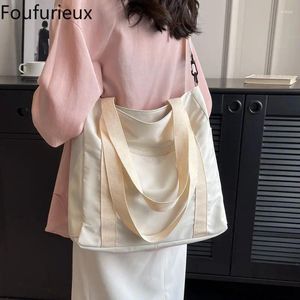 Taillenbeutel Foufurieux Stoff Canvas Tote Umhängetasche Frauenhandtaschenschule für Frauen Teenager Mädchen 2024 Hand Damen