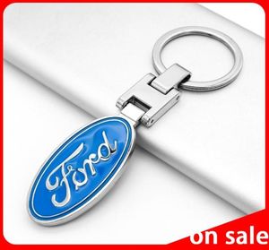 1st 3D Metal Car KeyChain Creative Doubleided Logo Key Ring Tillbehör för Ford Mustang Explorer Fiesta Focus Kuga Keychains8168043