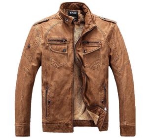 Neue Winter Lederjacke Herrenmäntel Fell in Men Motorradjacke hochwertige PU -Leder -Outwear FZ11144860424