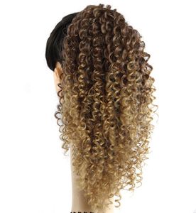14 Quot Afro Kinky Curly Ponytail Klip sznurka w włosach Puff Bun Pony Tails Hair Hair Extensions dla Afroamerykanów 8931532