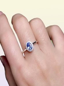 Owalny cięty 64 mm naturalny tanzanitowy pierścień kamienia szlachetnego Solid 925 Srebrne pierścienie dla kobiet -wedding Zespół zaręczynowy Fine Jewelry6010980