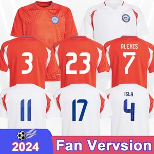 2024 Şili Milli Takımı Erkek Futbol Jersey Perez Alexis Vargas Osorio Isla Davila Evde Futbol Gömlekleri Kısa Kollu Yetişkin Üniformaları