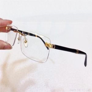 新しいファッションの男性と女性の光学眼鏡0449メタルスクエアフレームレス人気デザインスタイルビジネススタイルの最高品質Box254y
