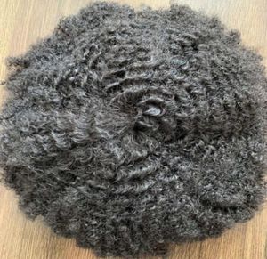 Africian American Afro Toupees Indian Remy Human Hair Pieces 4mm6mm8mm10mm12mm Mono med PU -enheter för svarta män Express Delive8841101