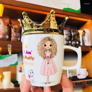 Mugs Creative Mug Goddess Cup Crown Ceramic Novelty Princess Coffee With Cover Gold Fun Gift CL190416