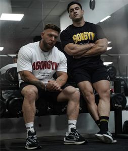 Men Oversized T-shirt Gym Fitness Loose Comfortable Sports Tees Summer Cotton Short Sleeves Top Bodybuilding Workout Shirts 240412