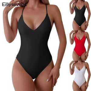 Kadın mayo tek parçalı mayo gündelik moda düz renk seksi sırtsız plaj bikini ayarlanabilir kayış bağcısı yüksek kesim