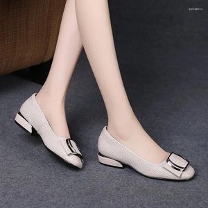 Dress Shoes Soft Leather Women's Spring And Autumn 2024 Non-slip Sole Comfortable Thick Heel Fashion Round Head