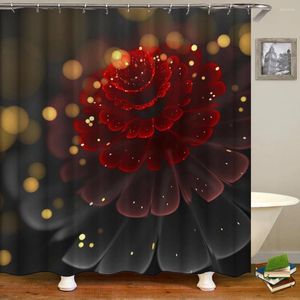 Shower Curtains Flower Pattern Bathroom Waterproof Cloth Colorful Bath Curtain Decoration With Hook Large 240X180