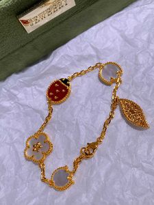 Original VAN Ladybug 18k Gold Rose Bracelet Womens Lucky Flower High Grade Natural Fritillaria Light Luxury Fashion