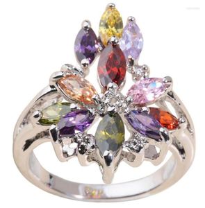 Bröllopsringar Multicolor Morganite Garnet Zircon Jewelry Silver Plated Argent Party Ring Size 6 7 8 9 S0686 S0754 S07558719774