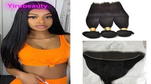 Malaysian HD 134 Lace Frontal With 3 Bundles Double Wefts Silky Straight Natural Color Yirubeauty Whole Swiss Lace Closures6009618