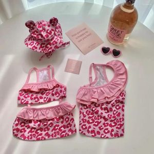 Собачья одежда ins Puppy Vest Pink Leopard Print Print Swimsuit Transformation Outfit с плавательной кепкой для бикини с купальными кепками