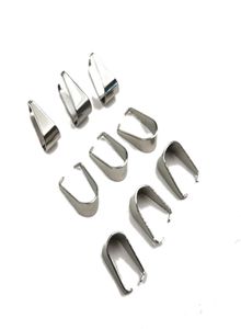 200 Pcs Large 9*11 Mm Pendant Connectors Pinch Clip Bail clasps hooks for DIY Jewelry Making Findings Necklace Accessories Stainless Steel Melon Buckle2533539